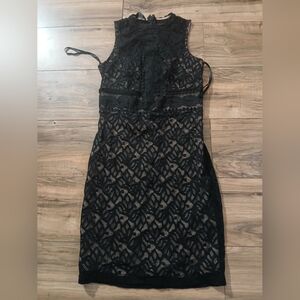 bebe Black Lace Midi Dress